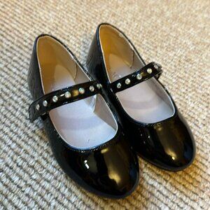 NWOT Children's Place toddler girl size 8 black dress shoes with rhinestones